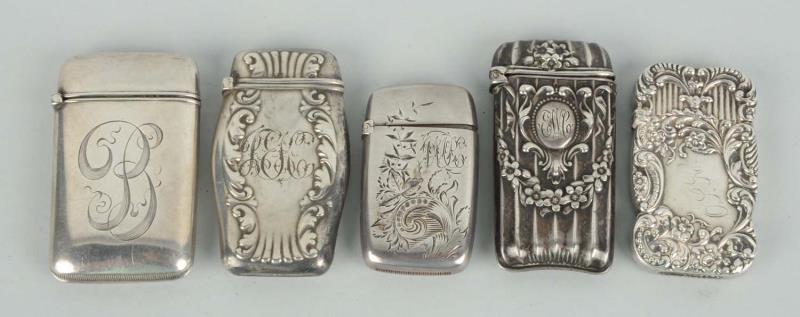 Appraisal: Lot Of Sterling Silver Match Safes Or Vestas Three by