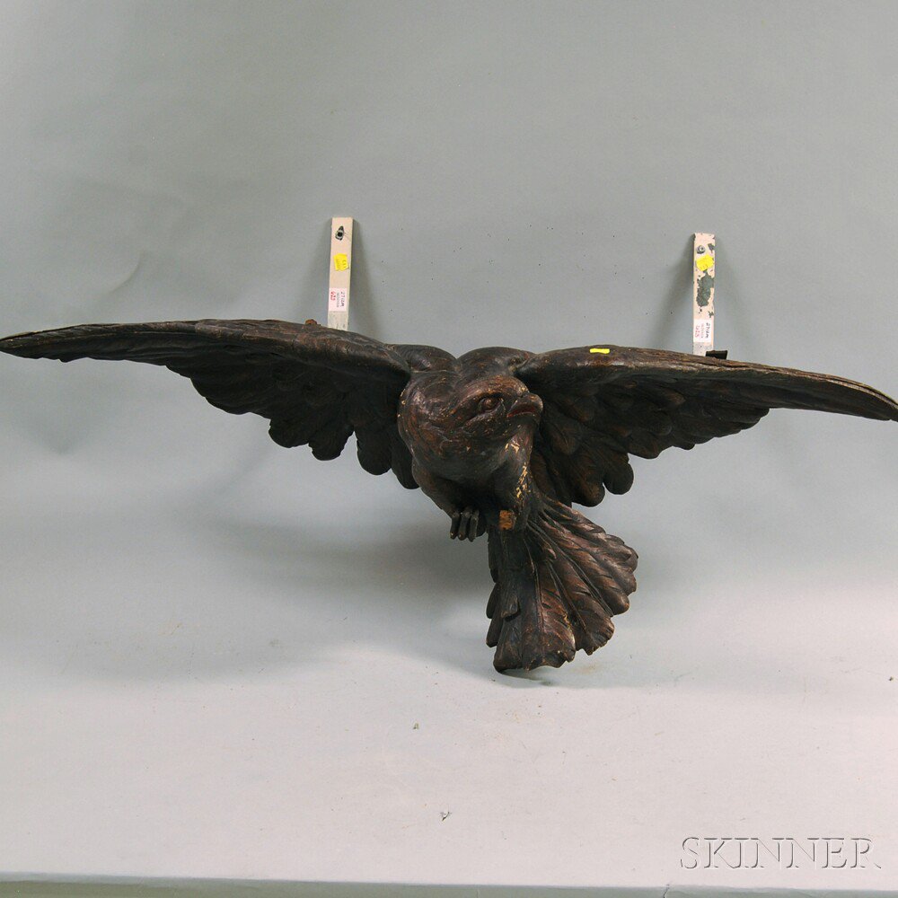 Appraisal: Carved Wooden Figure of a Spreadwing Eagle th th century