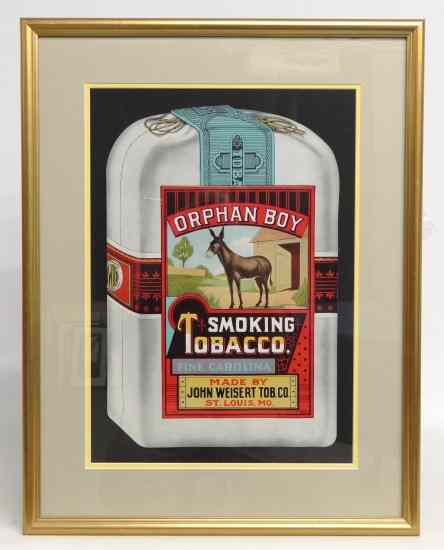 Appraisal: Early ''Orphan Boy Smoking Tobacco'' framed advertising Sight '' x