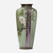 Appraisal: Japanese Vase with heron late th centurycloisonn enamel h dia