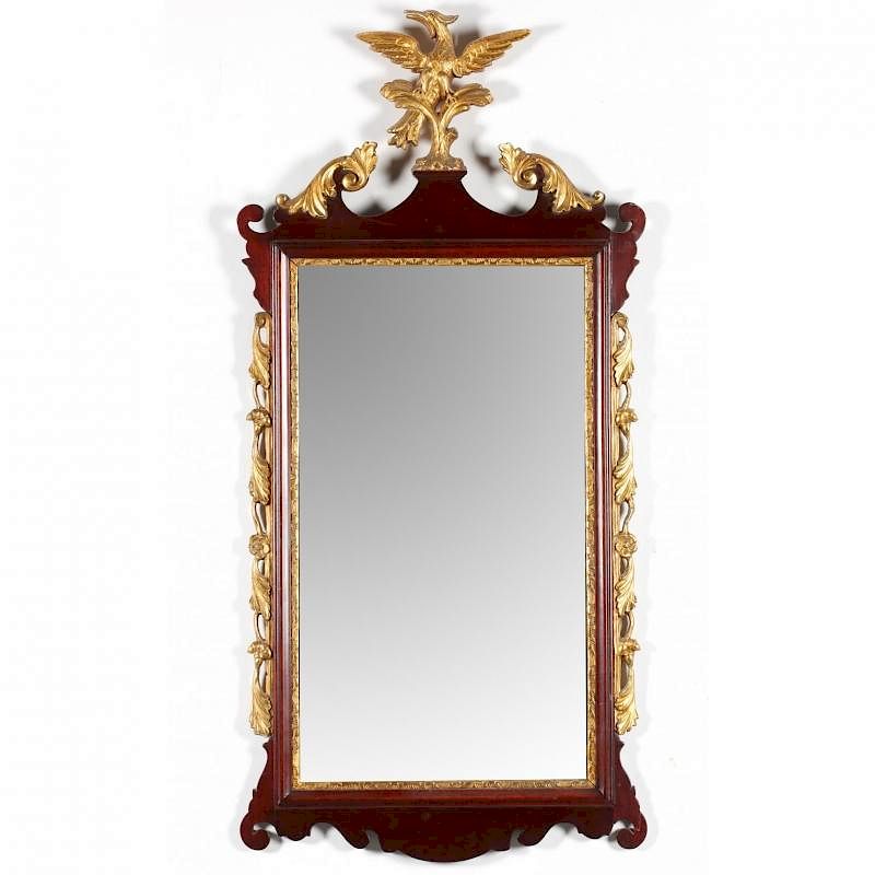 Appraisal: Georgian Style Mirror mid th century mahogany frame plinth surmounted