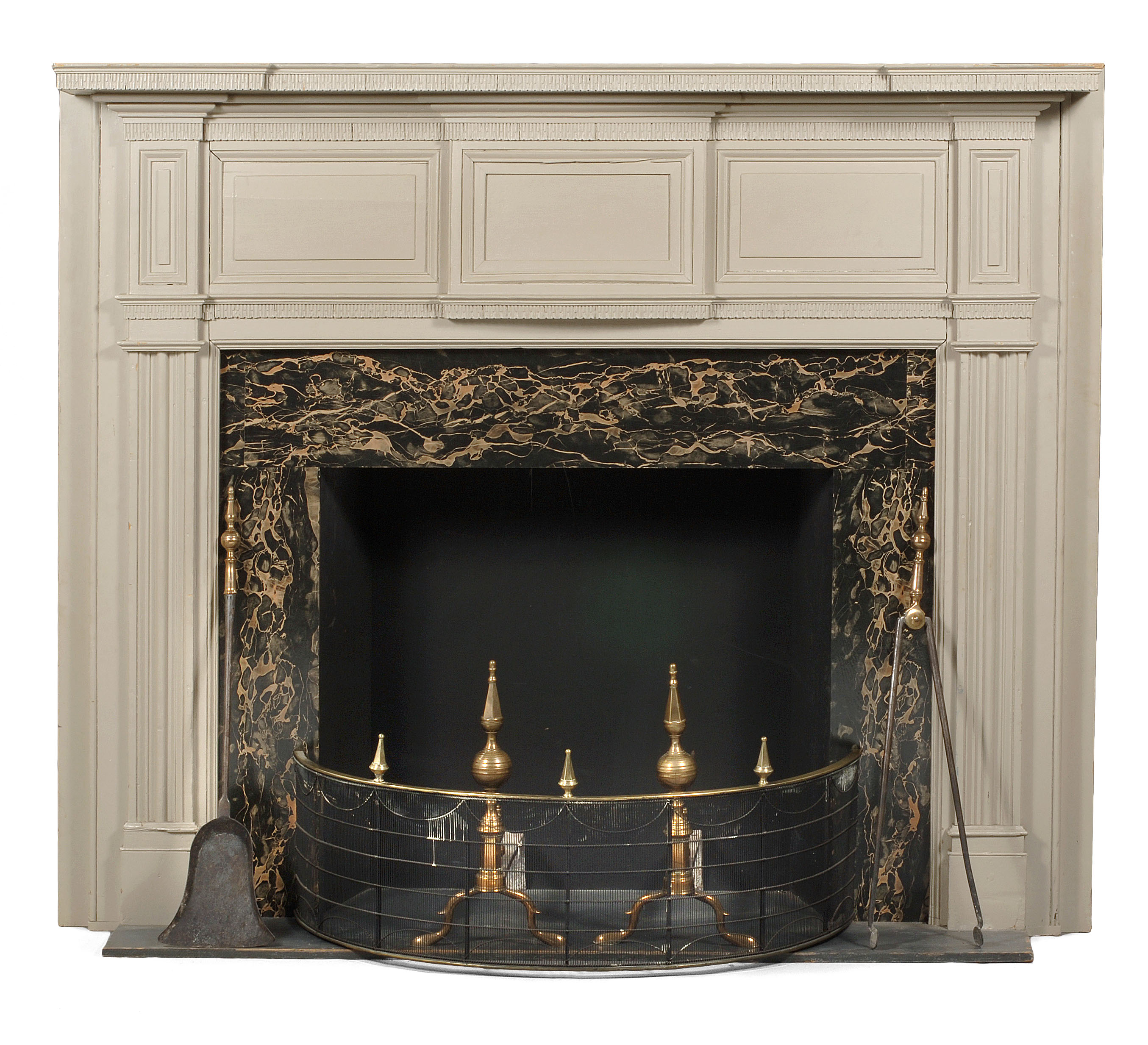 Appraisal: AMERICAN FEDERAL MANTEL WITH MARBELIZED SURROUND The molded crest over