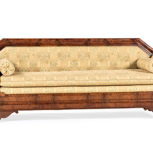 Appraisal: An Empire Style Mahogany Sofa Late th Century Height x