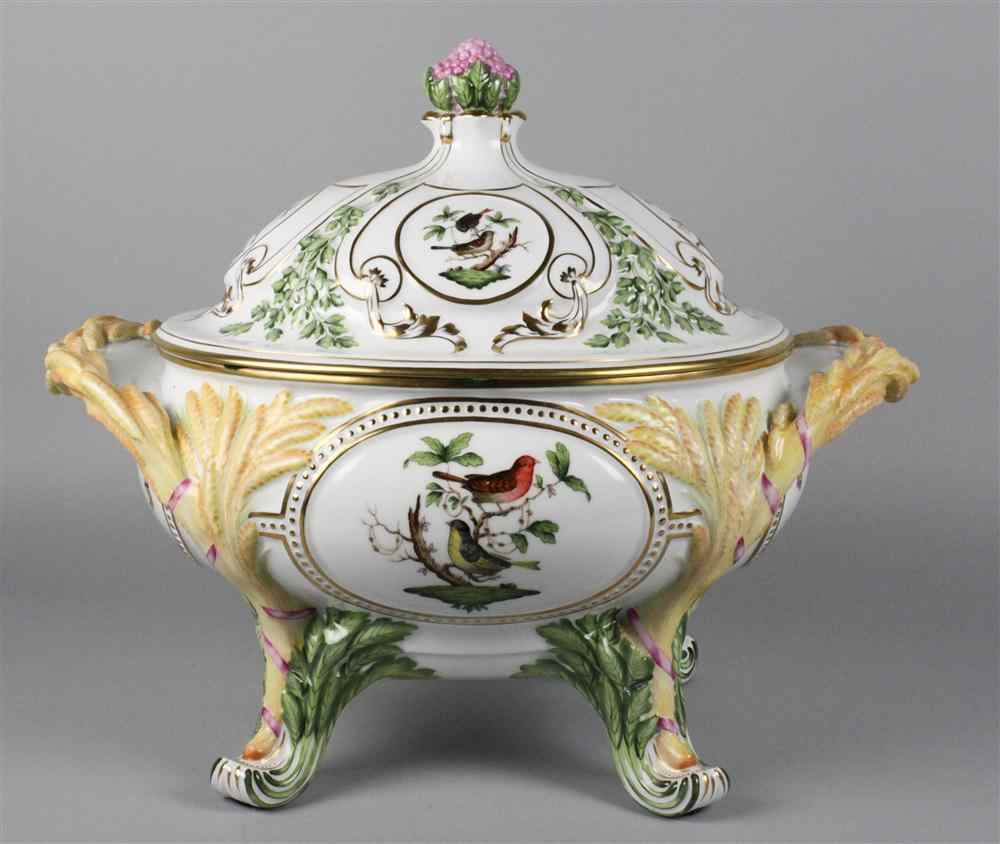 Appraisal: HEREND PORCELAIN ''ROTHSCHILD BIRD'' EGG FORM BONBONNIERE blue painted mark