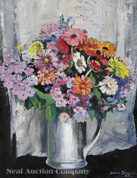 Appraisal: Julius Delbos American - Still Life of Flowers in a