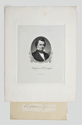 Appraisal: Stephen A Douglas signature cut portion of letter signed quot