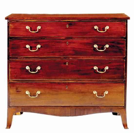 Appraisal: Southern Federal mahogany chest of drawers circa rectangular top above