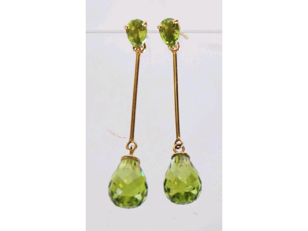 Appraisal: PAIR OF ct GOLD AND OLIVINE DROP EARRINGS each set