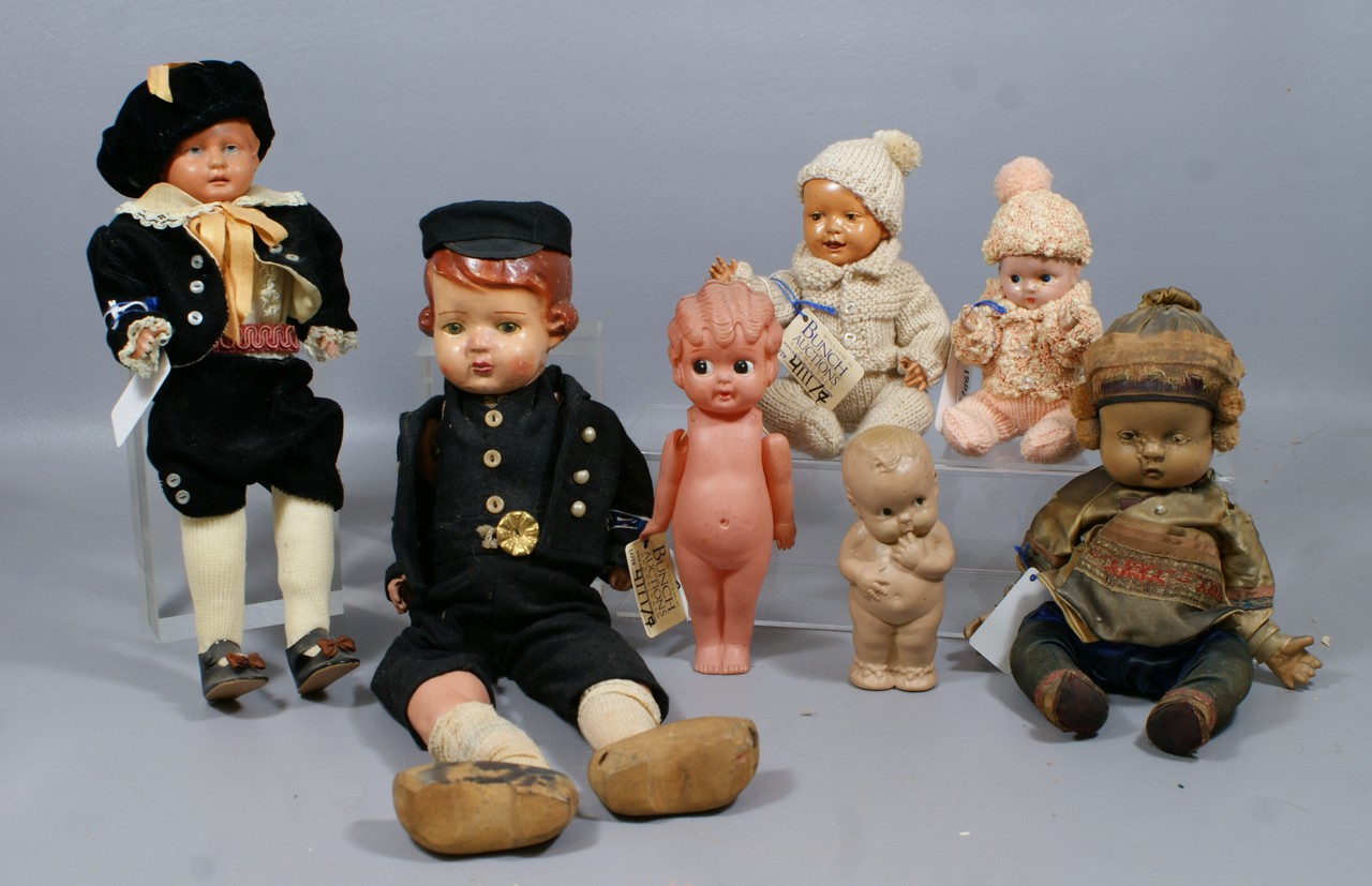 Appraisal: Dolls Mostly Compo or Celluloid largest is a compo doll