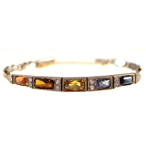 Appraisal: A multi gem bracelet in gold cm l g More