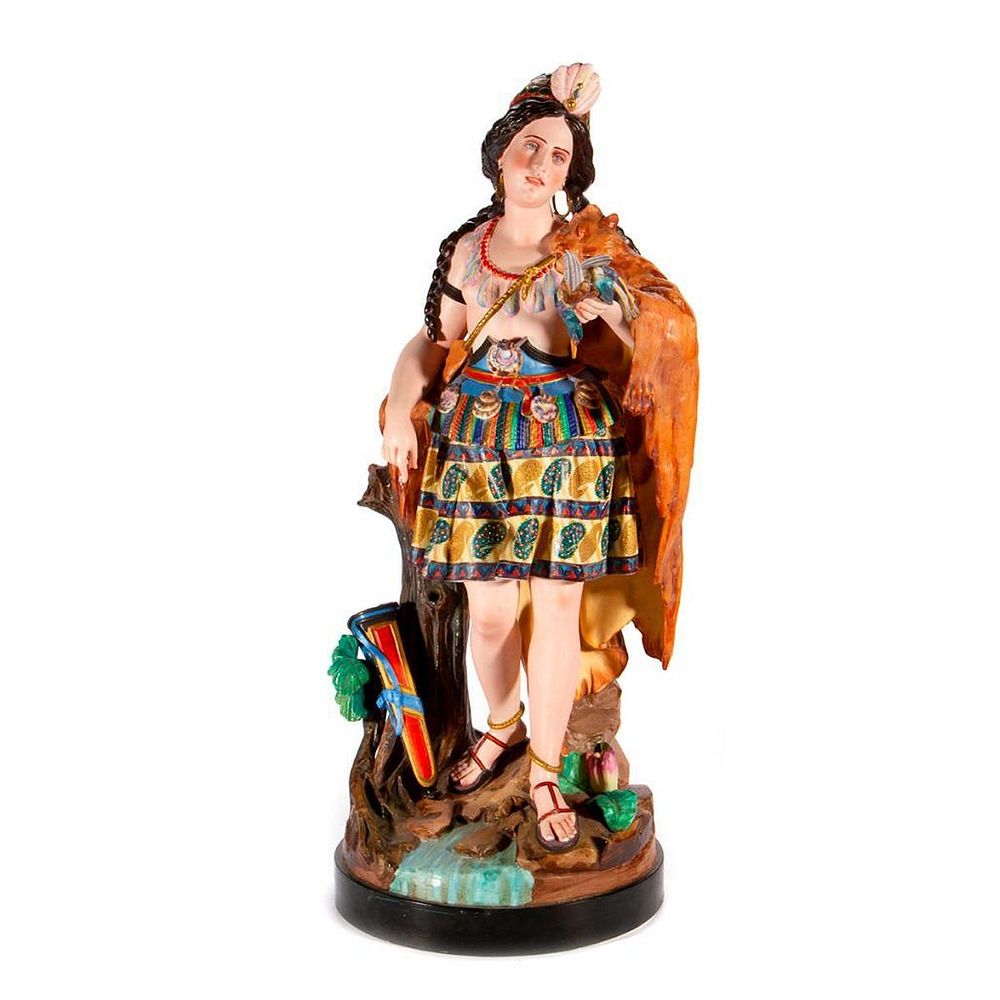 Appraisal: A large bisque Indian huntress A large Continental bisque figure