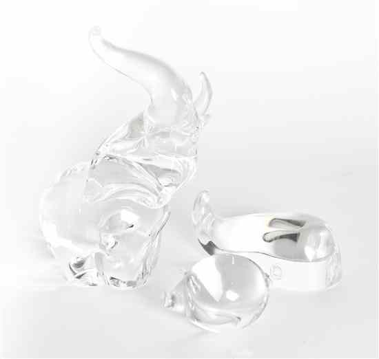 Appraisal: Three Steuben Glass Animals comprising a whale an elephant and