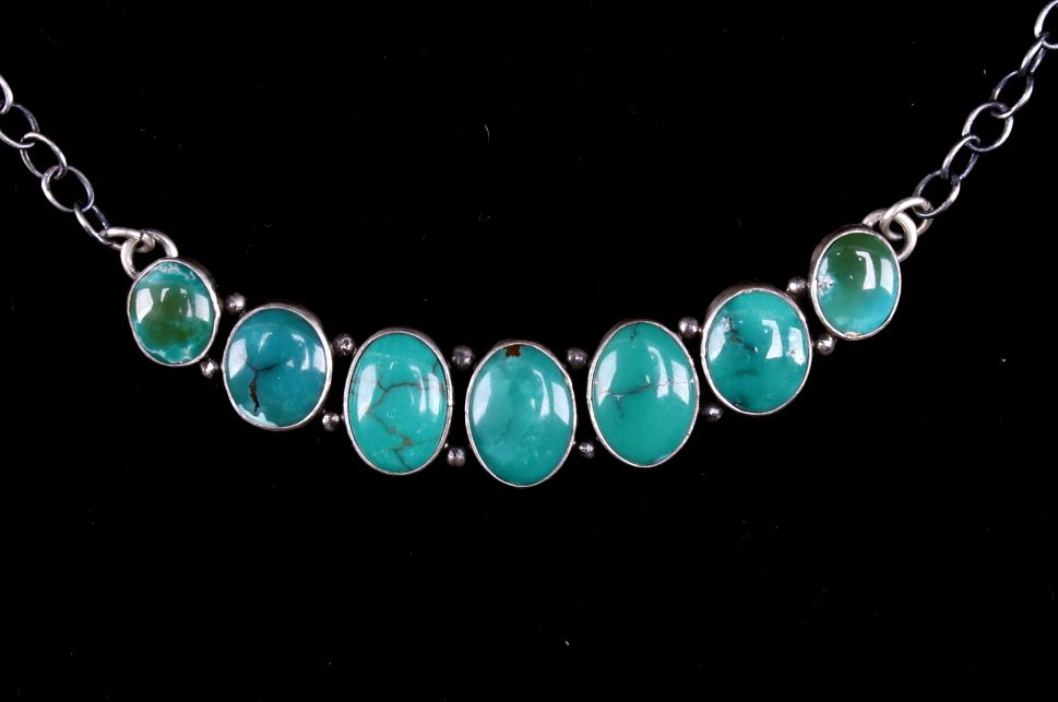 Appraisal: Navajo Sterling Silver Fox Turquoise Necklace Featured in this lot