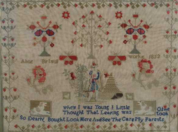 Appraisal: Sampler Possibly English th Century Signed Alice Birtwill work Wool