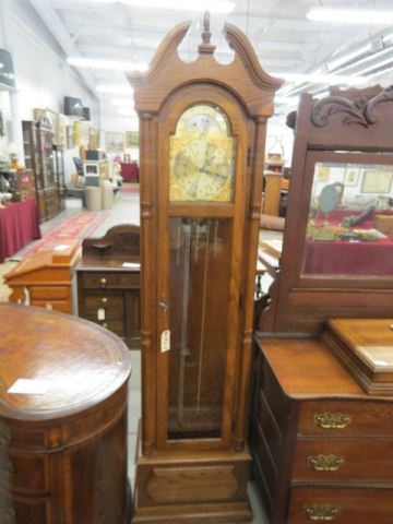 Appraisal: Ridgeway Grandfather's Clock moon phase dial oak finish tall working