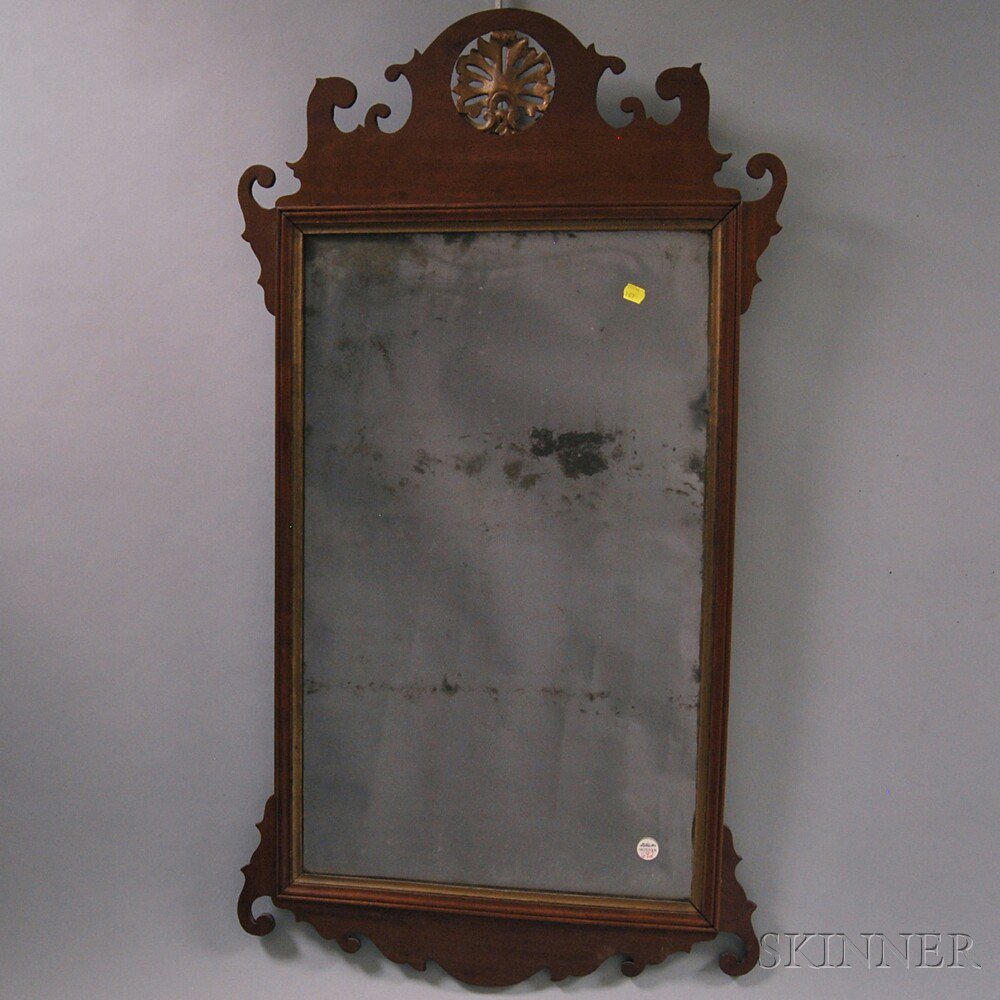 Appraisal: Chippendale Mahogany Parcel-gilt Scroll-frame Mirror c with pierced and carved