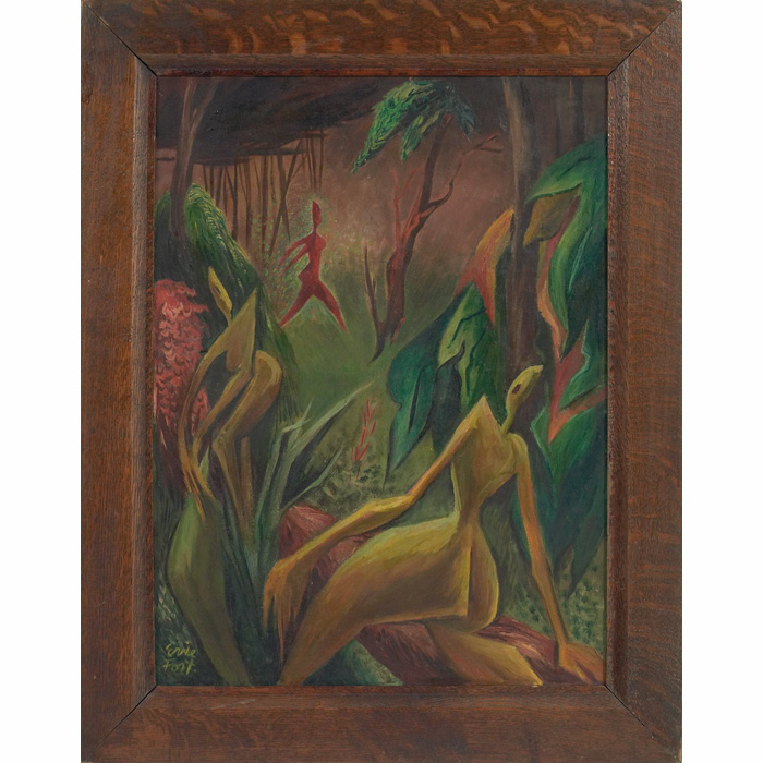 Appraisal: Evelyn Corlett Fort American b Wood Nymphs c oil on