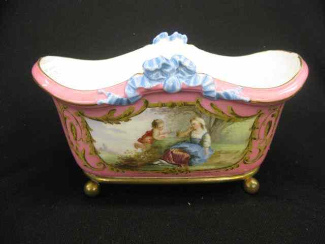 Appraisal: Old Paris Porcelain Planter classical figures in the garden ''