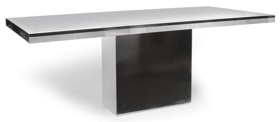 Appraisal: ITALIAN DINING ROOM CONFERENCE TABLE Circa Black glass metal and