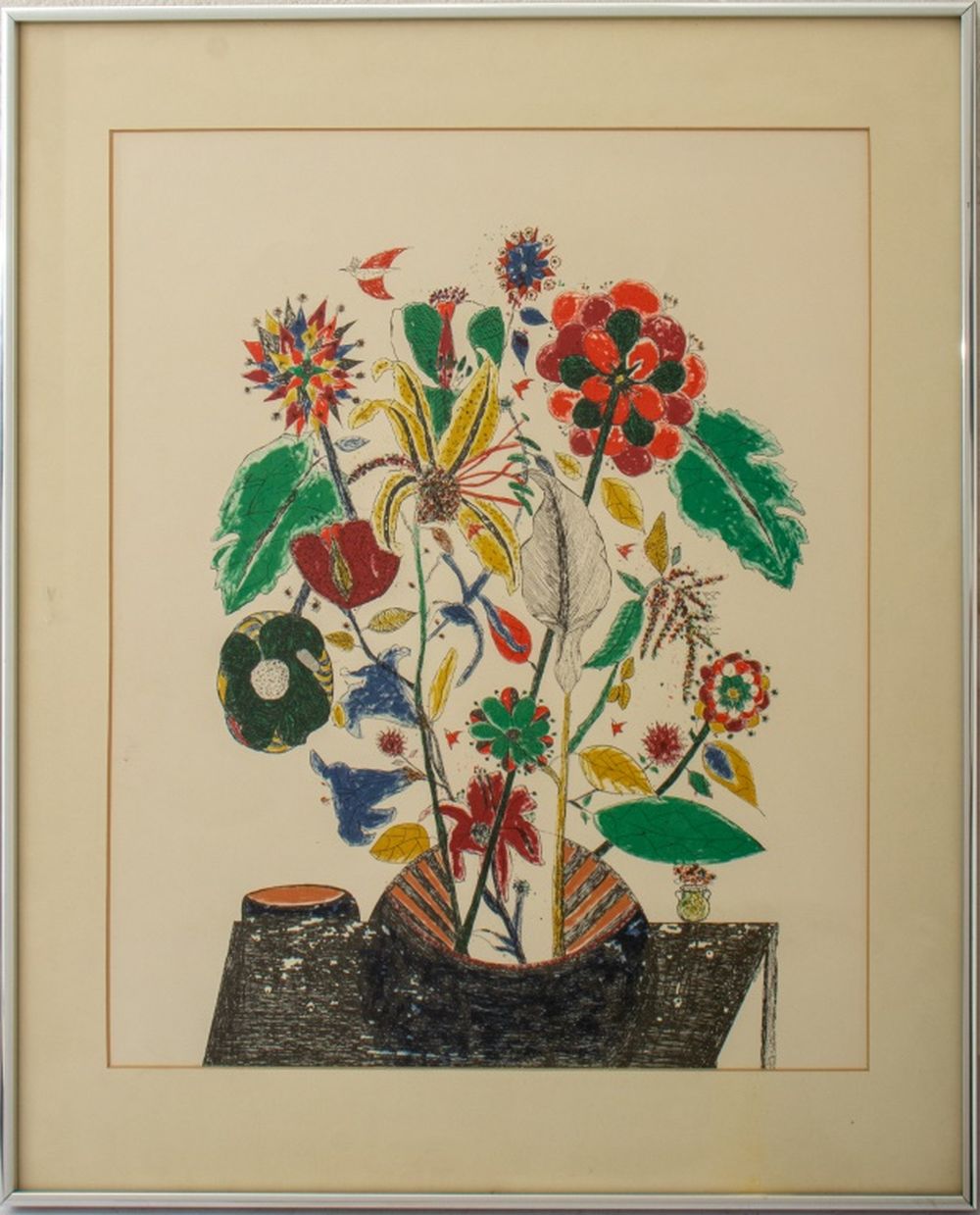 Appraisal: OVADIA ALKARA FLORAL STILL LIFE LITHOGRAPH Ovadia Alkara Israeli born