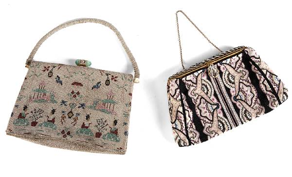 Appraisal: A group of five beaded handbags height of largest handbag