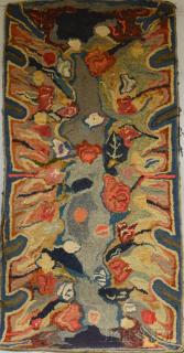 Appraisal: Floral-decorated Hooked Rug losses x in Estimate - The absence