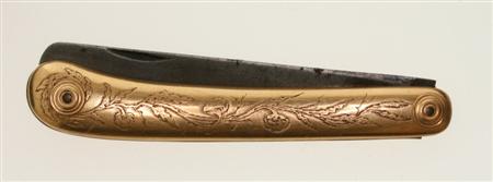 Appraisal: A Victorian gold mounted penknife apparently unmarked single steel blade