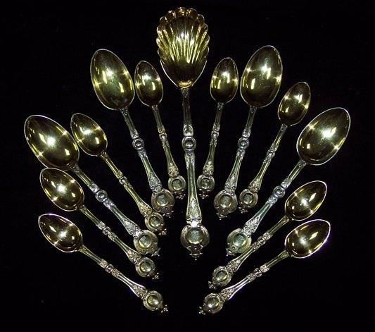 Appraisal: A Victorian silver gilt part dessert service of thirteen pieces