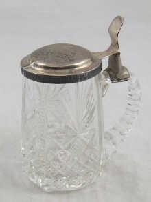 Appraisal: A Russian silver mounted handled cut glass preserve pot Marked