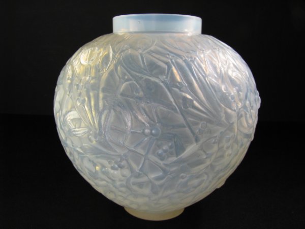 Appraisal: Signed Rene Lalique vase Gui a raised floral mistletoe design