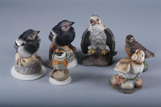 Appraisal: SIX BOEHM PORCELAIN FIGURES OF FLEDGLINGS Stamped underside Including pair