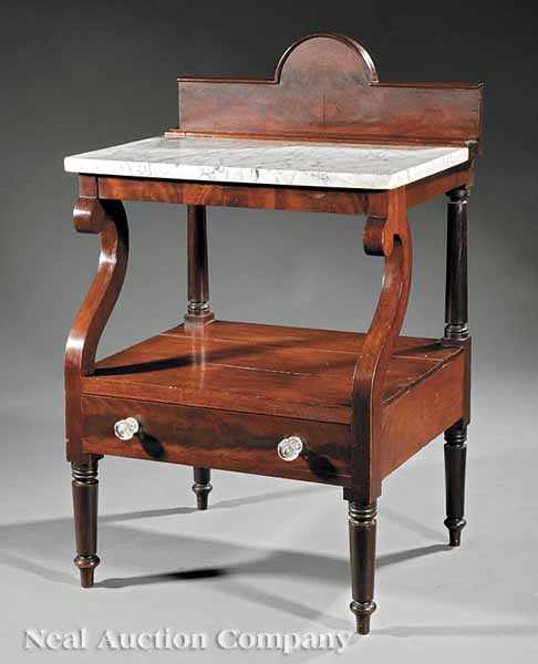 Appraisal: An American Classical Mahogany Washstand c Philadelphia arched gallery original