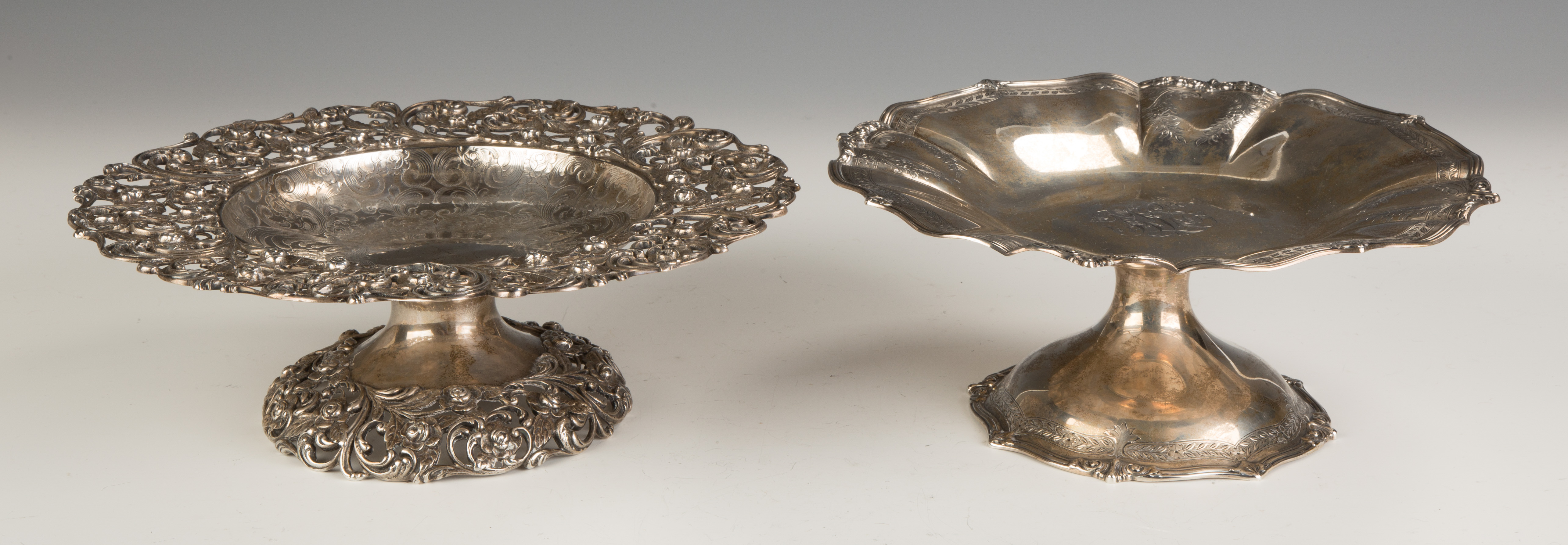 Appraisal: Two Sterling Silver Compotes Bailey Banks and Biddle reticulated and