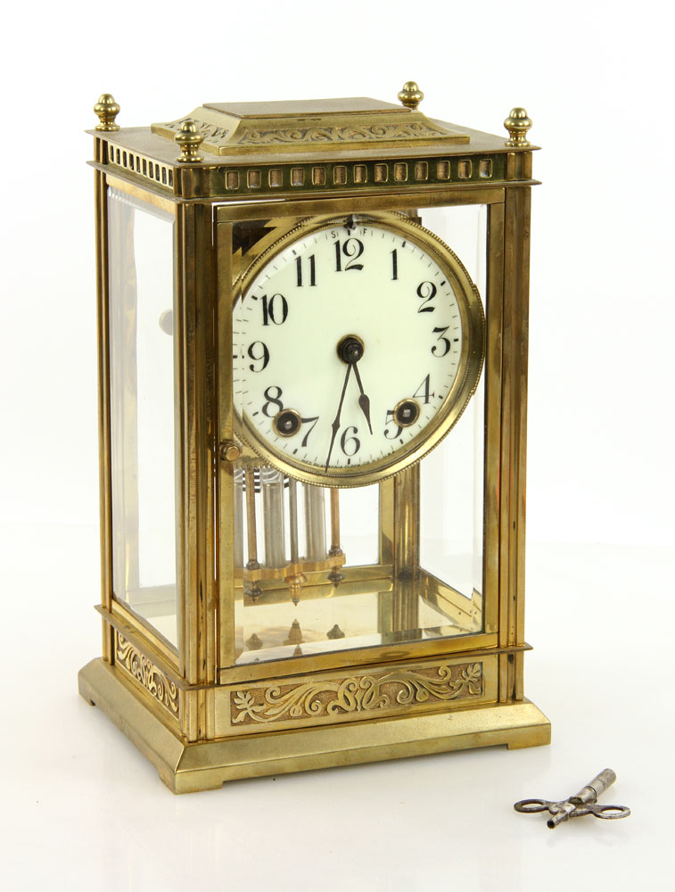 Appraisal: - Art Nouveau Brass Clock Art Nouveau clock brass and