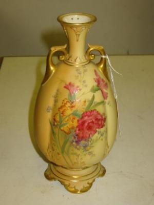 Appraisal: A ROYAL WORCESTER BLUSH PORCELAIN VASE of lobed ovoid form