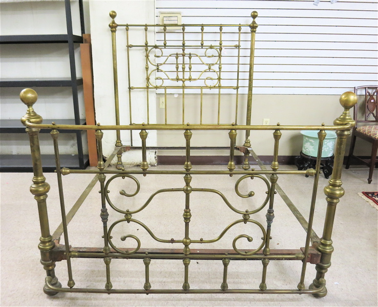 Appraisal: LATE VICTORIAN BRASS BED American c full double size of