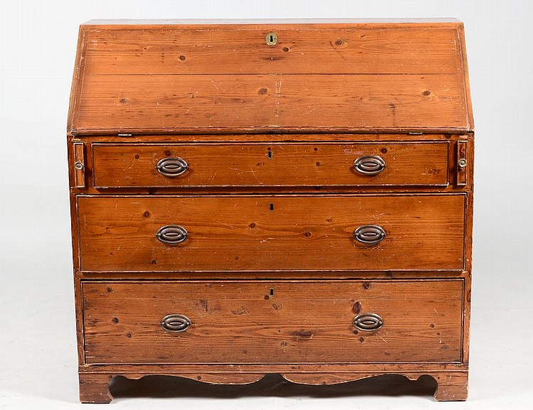 Appraisal: AMERICAN PINE SLANT FRONT BUREAULate th Early th Century The