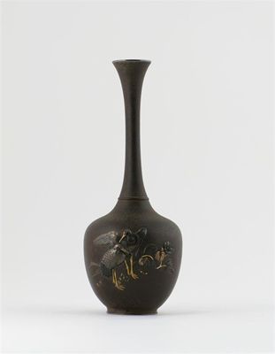 Appraisal: A fine Japanese iron bottle vase with a silver mounted