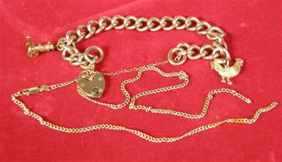 Appraisal: Gold curb link bracelet with padlock clasp ct a necklace