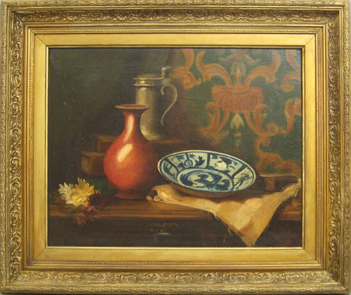 Appraisal: Oil on canvas still life signed Kolpa x