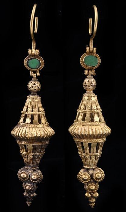 Appraisal: Pair of Gold Ornaments Set with Stones in