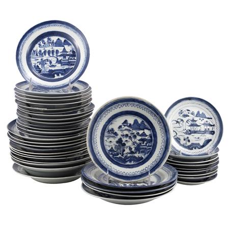 Appraisal: Group of Canton Blue and White Porcelain Plates Estimate -