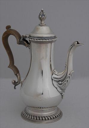 Appraisal: GEORGE III SILVER PYRIFORM COFFEE POT Maker's mark B M