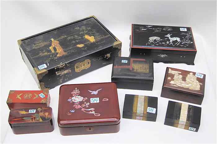 Appraisal: NINE CHINESE LACQUER AND OTHER BOXES various size and designs