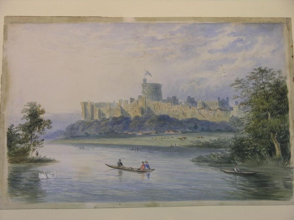 Appraisal: A Victorian watercolour view of Windsor Castle and foreground boating