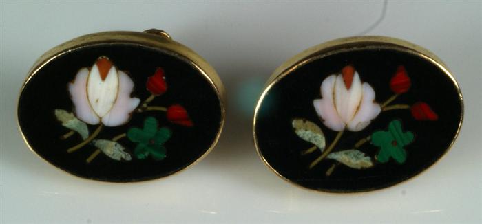 Appraisal: Pr of K YG pietra dura earrings dwt total weight