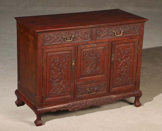 Appraisal: Chinese Hongmu Side Cabinet Dafengjiaogui First Half th Century Height