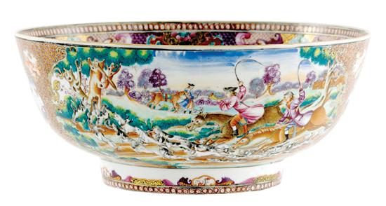 Appraisal: Chinese Export European subject hunt bowl circa Mandarin palette with