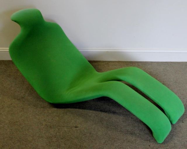 Appraisal: Midcentury Oliver Mourgue Bouloum Chaise In green upholstery Unmarked From