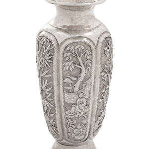 Appraisal: A Chinese Export Petite Silver Vase MARK OF HUNG CHONG